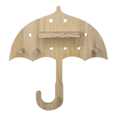 Imagem de KIAGA, Prateleira Pegboard Guarda-Chuva Em Madeira Pinus com 6 Pinos e 1 Prateleira 13,5cm Cor:PINUS NATURAL;Tamanho:39X36,4 CM