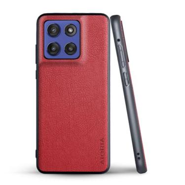 Imagem de AIORIA Capa para celular Motorola Moto G Play 2026, capa de couro PU premium design retrô de negócios capa protetora completa para smartphone Motorola Moto G 2026 (vermelho)