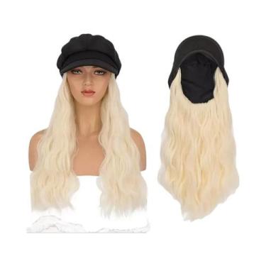Imagem de Boné Newsboy Preto Com Extensões De Cabelo Bob, Peruca Sintética Cache
