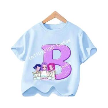 Imagem de Camiseta Infantil Azul Com Gola Redonda Manga Curta KPop Demon Hunters