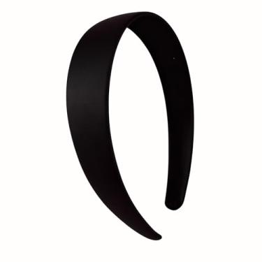 Imagem de Bestac Faixa de cabeça dura de cetim - acessório de cabelo feminino e feminino - cetim macio, fixação durável (preto)