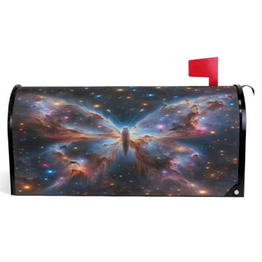 Imagem de TSENQUE Capas decorativas para caixa de correio borboleta magnética galáxia capa de caixa de correio de vinil colorido outono fazenda decorações de caixa de correio ao ar livre tamanho grande 64,5 x