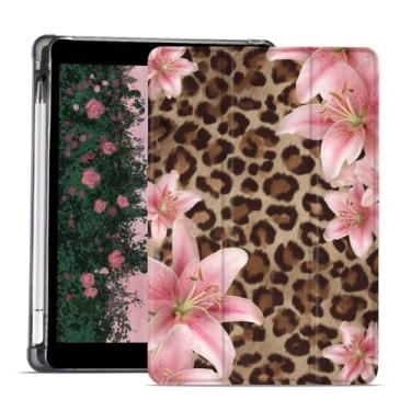 Imagem de AdorableWhimsy Linda capa de flor de lírio para iPad Air 11 polegadas M3 2025/M2 2024/iPad Air 5ª/4ª 11 polegadas 2022/2020 estampa animal design estético capa protetora de couro dobrável capa