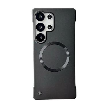 Imagem de Capa magnética cromada sem moldura para Samsung, compatível com carregamento sem fio MagSafe (preto, Samsung Galaxy S25 Ultra)