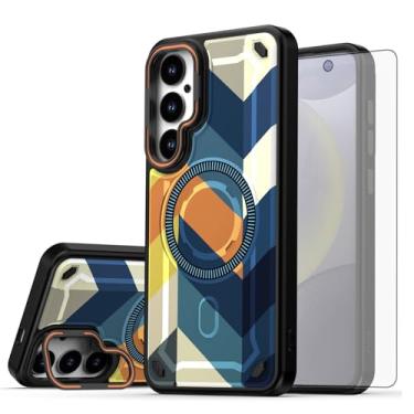 Imagem de Capa de celular para Samsung Galaxy S24 Plus/S25 Plus S24+ S25+ 5G Capa magnética com protetor de tela e suporte rígido de carregamento sem fio pintado S24Plus 24S + S 24 24+ S25Plus 25S 25+ SM-S936U