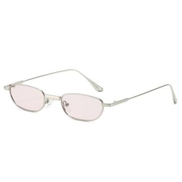 Imagem de Óculos de Sol UV400 - Armação Pequena com Lentes Transparentes e Detalhes em Metal para Homens e Mulheres, Ideais para Esportes ao Ar Livre, Corrida e Ciclismo, Prata e Rosa