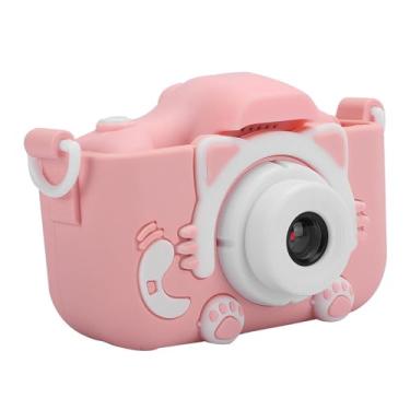 Imagem de Câmera infantil de 12 MP, gravação de vídeo, brinquedo, filmadora digital com bateria de 600 mAh, câmeras frontais e traseiras para fotografia de crianças (rosa)