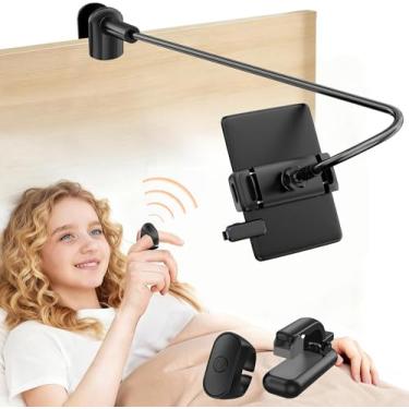 Imagem de Peastrex Suporte para Kindle com virador de página remoto para tablet pescoço de ganso para leitura Kindle na cama, mãos livres, mesa de cabeceira, suporte de braço preguiçoso para Kindle, tablets