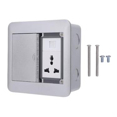 Imagem de Fafeicy Caixa de Soquete de Mesa, 2 Tomadas de 3 Pinos e 2 Portas de Rede 4000 W 16A Faixa de Energia Embutida No Piso, Com Tampa de Porta Dupla à Prova D'água, para Shopping Centers de