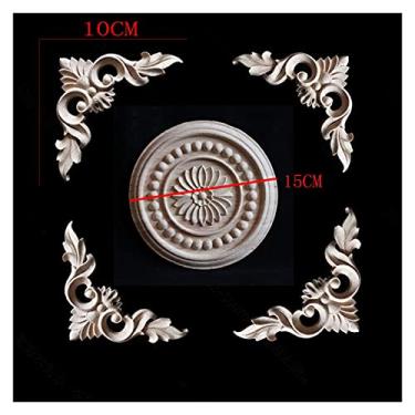 Imagem de 1. 5 CM Injeção de apliques de madeira maciça no centro de mobília em casa, artesanato applique, mobiliário sem pintura madeira guarnição de madeira moldagem(1PCS)