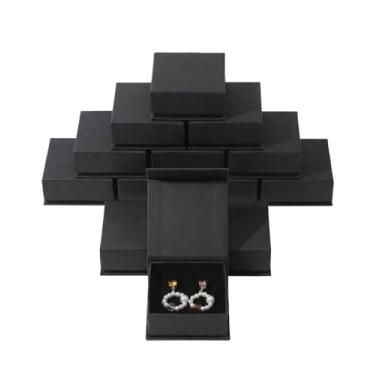 Imagem de Conjunto de caixa de presente de joias, 12 caixas de joias quadradas com enchimento de espuma de veludo dobrável para colares, brincos e anéis, caixa de presente de papel de papelão, caixa de joias de