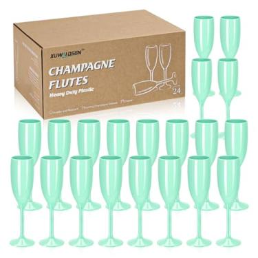 Imagem de XUWAIDSGN Taças acrílicas de champanhe para torrar, taças inquebráveis de barra de mimosa, taças de vinho, taças de champanhe vintage, taças de champanhe com haste 153 g para aniversário de Natal (24