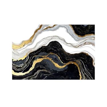 Imagem de Tapete de entrada de 2 x 3 m preto branco dourado para área interna, tapetes laváveis antiderrapantes para porta da frente, corredor, entrada de escritório