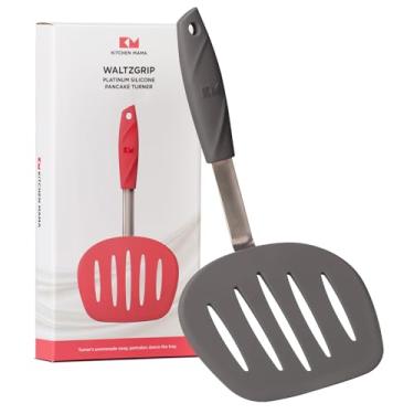 Imagem de Kitchen Mama Espátula de panqueca de silicone WaltzGrip Platinum: resistente ao calor flexível, núcleo de aço inoxidável, antiaderente, lavável na lava-louças, flipper - utensílios de cozinha ideais