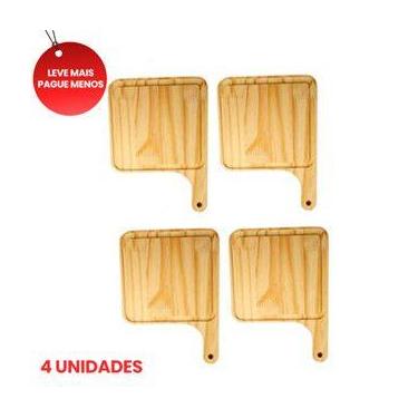 Imagem de OFERTA KIT 4 Tábuas de Madeira Lisa Natural para Hamburguer, Cozinha, 