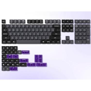 Imagem de dagaladoo Tampa de tecla de perfil baixo, teclas PBT Double Shot 60 75 por cento, cinza escuro/tampas de teclado roxo para a maioria dos interruptores MX teclado mecânico (apenas teclas)