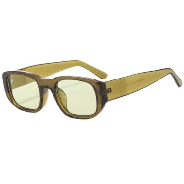 Imagem de HCPIHF Óculos de grau ovais retrô femininos, retângulo pequeno (verde oliva)