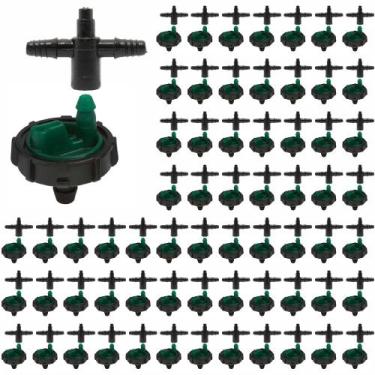Imagem de Kit 200 Botão Gotejador + Conectores 2 saídas 3mm - Ideal p/ Irrigação