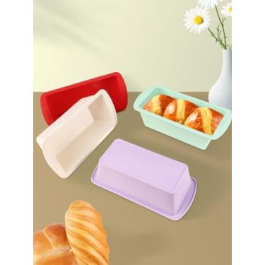 Imagem de Pacote com 4 mini formas de pão de silicone, formas antiaderentes de pão e bolo para brownies, pão de banana, fabricação de sabão – 15 x 7,6 cm, lavável na lava-louças (cores sortidas)