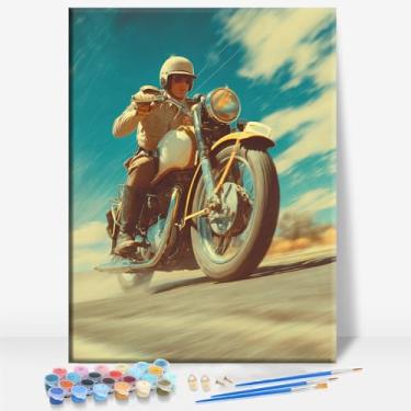 Imagem de HIGHWAY PATROL MILITARY ENFORCEMENT Tela emoldurada DIY Kit de pintura por números bar café caverna casa de banho parede banheiro varanda pátio decoração presente, 40,6 x 30,5 cm