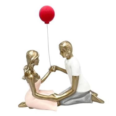 Imagem de MotiveTech Estatueta de Casal, Enfeite de Mesa, Estátua Decorativa em Resina, Escultura Abstrata para O Dia Dos Namorados, Escritório, Sala de Estar, Style a