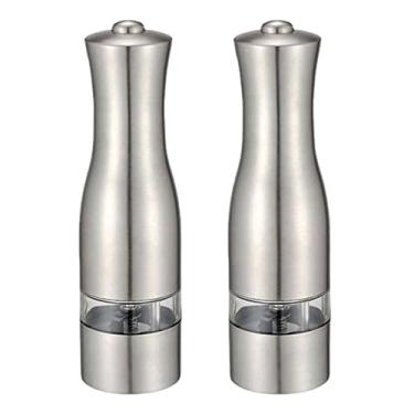 Imagem de 5sssallefaa Conjunto de moedor elétrico de sal e pimenta, moedor automático de sal e pimenta, recarregável, operado por bateria, moinhos de grossura ajustáveis, operação com uma mão, ferramenta de