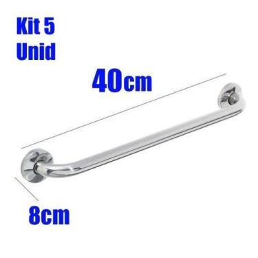 Imagem de Kit 5 Barras Alça De Apoio Inox 40 Cm Acessibilidade - AB MÍDIA