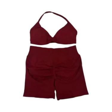 Imagem de Conjunto De Top E Shorts Sem Costura De Cintura Alta Para Academia, Ro