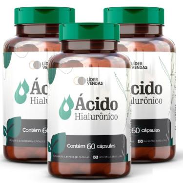 Imagem de Ácido Hialurônico - 500mg com 60 cápsulas - 3 potes