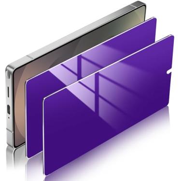 Imagem de Fotbor Pacote com 2 protetores de tela para Samsung Galaxy S2 Ultra Privacy [sem vidro], filme de dureza 7H antiespião roxo frio anti luz azul com moldura de alinhamento, desbloqueio sensível, sem