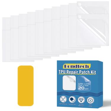 Imagem de Kit de remendo de revestimento de piscina TPU, kit de reparo inflável impermeável para anel de natação, colchão de ar, casa de salto, infláveis, barraca (20 pacotes de 7 x 7 cm)