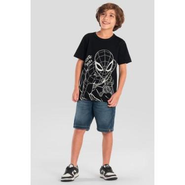 Imagem de Camiseta infantil menino do Homem-Aranha metalizado Brandili, 10, Pret