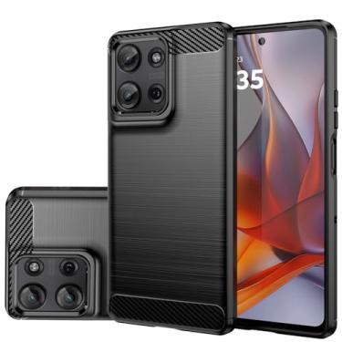 Imagem de Gufuwo Capa para Moto G75, para Motorola G75 5G, fina, de fibra de carbono, capa traseira macia, antiarranhões, à prova de choque, capa protetora para Motorola Moto G75 preta