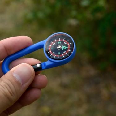 Imagem de Bússola de gancho para montanhismo ao ar livre – bússola de gancho portátil e ferramenta de navegação de reconhecimento de direção para caminhadas, acampamento, mochila e exploração ao ar livre, azul