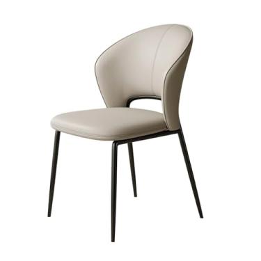 Imagem de Cadeiras de jantar de cozinha estofadas de meados do século moderno, sala de cozinha, sem braços, lado de couro sintético com parte traseira para sala de jantar (bege)