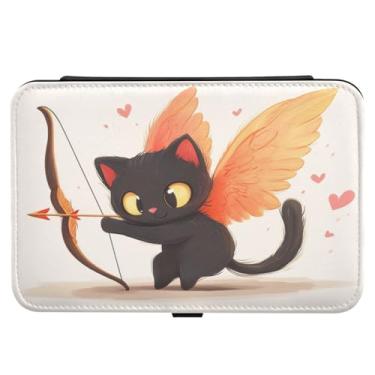 Imagem de Burbuja Caixa de joias de viagem de gato Cupido dos Namorados para mulheres e meninas, estojo de joias portátil de couro PU organizador para brincos, anéis, colares e pulseiras