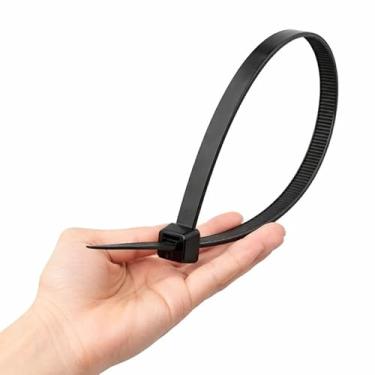 Imagem de Kit com 100 Unidades Abraçadeira de Nylon 4,8 x 200mm Tamanho Grande Preta – Enforca Gato Reforçado – Organizador de Cabos, Fios e Mangueiras – Uso Profissional