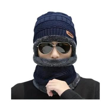 Imagem de Conjunto De Gorro E Cachecol De Inverno, Tecido Grosso, À Prova De Ven