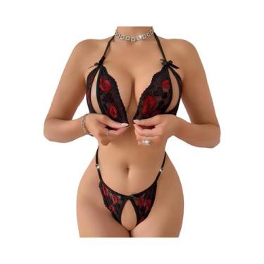 Imagem de Conjunto De Sutiã E Calcinha Sexy Em Renda Para Mulheres, Sem Almofada