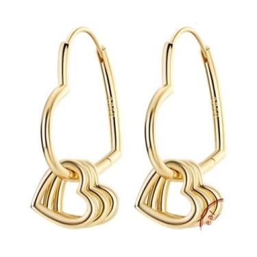 Imagem de Brincos De Argola Pendentes Em Prata Esterlina 925 Ouro Rosê Para Mulh