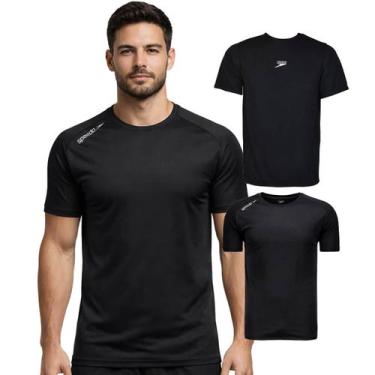 Imagem de Kit 2 Camisetas Dry Fit Masculina Speedo Academia Treino -, Preto, Tsh