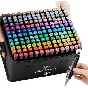 Imagem de Kit Canetinhas Touch Ponta Dupla 120 Cores Profissional - Grupo Mixx