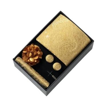 Imagem de Conjunto De Acessórios Para Terno Masculino Com Estampa Cinza: Gravata