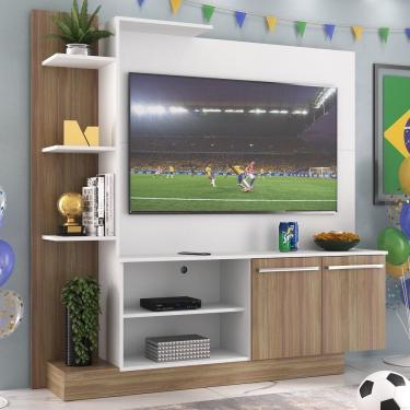 Imagem de Estante Com Painel Tv 55" E 2 Portas França Multimóveis Br2473 Argila/Branco