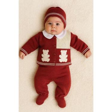 Imagem de Conjunto Bebê Salopete Casaco Urso Príncipe - Estylo Baby, Vermelho, G