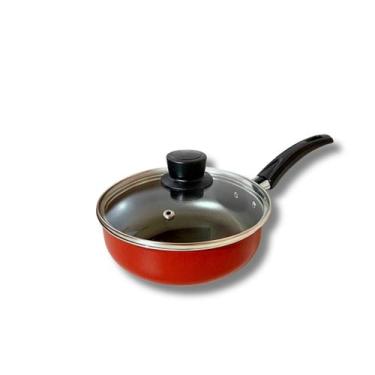 Imagem de Frigideira Funda 16cm Antiaderente Com Tampa De Vidro Gal, Vermelho