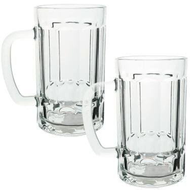 Imagem de Jogo de Canecas de Chopp e Cerveja de Vidro 360ml 2 Peças  - Seu Lar