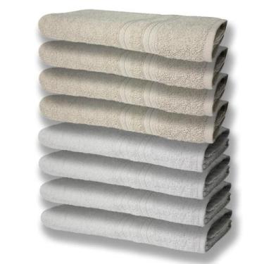 Imagem de 8 Toalhas Grande E Grossa 4 Branco 4 Bege - TOALHAS SHOW