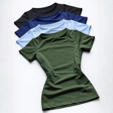 Imagem de Kit 4 Blusa academia dia a dia básica suplex manguinha - FABRICA MODA 