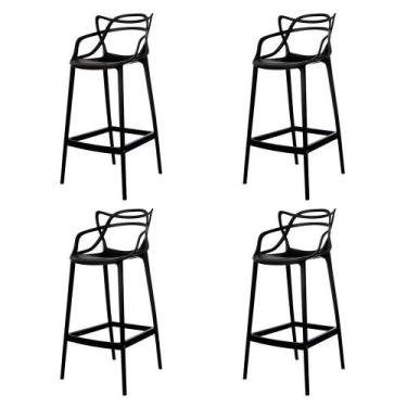 Imagem de Kit 4 Banquetas Allegra Preta Cozinha Bistrô Bancada - WAW DESIGN